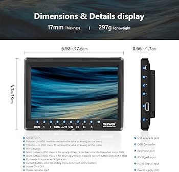 【美品】NEEWER F100 カメラフィールドモニター バッテリー充電器セット Amazon | NEEWER F100 7インチ カメラフィールドモニター HD